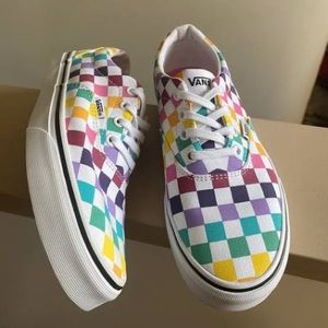 Multi Colored Checkered Low Top Vans